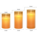 wholesale smokeless LED Glass Tube Real Paraffin Wax Candles Flameless Moving Wick Candle